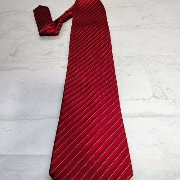Sean John Men's Silk Necktie Tie Red Striped Formal Business Wear - Picture 11 of 13